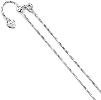 Sterling Silver Spring Ring Clasp Rectangle Box Adjustable Necklace Jewelry for Women, Available in 22"-30" Lengths - 0.95mm Italian Made Chain