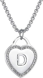 CALIS Women's Silver Initial Necklace Stainless Steel Love Heart Tiny Letter Necklace Personalized Name Jewelry for Girlfriend Gift 26 Alphabet Letters