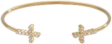 Alex and Ani AA752823SG,Pave Cross Flex Cuff,Shiny Gold,Gold, Bracelets