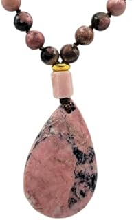 32" Gold and Silver Plated Gemstone Mala Necklace with Rhodonite and Picasso Jasper Beads - Elegant Design for Meditation and Daily Wear
