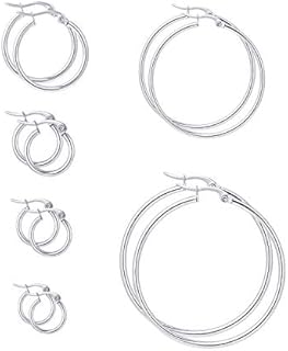 6 Pairs a Set Hoop Earring or 1 Pairs a Set 316L Stainless Steel Hoop Earrings for Women or Girls