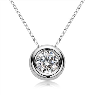 Sterling Silver White Gold Plated Cable Chain Moissanite Pendant Necklace for Women, Elegant Round Cut Design - Ideal Gift for Love Ones