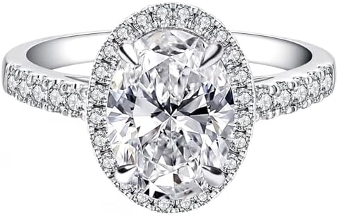 Engagement Rings for Women GHI VVS Moissanite Rings S925 Sterling Silver Lab Created Diamond Rings with 18K Gold Plated