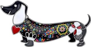 Pin Clasp Dachshund Brooch with Sparkling Rhinestones, Enamel Painted for Dog Lovers - Zinc Alloy Design Accessory for Clothes, Scarves, and Lapel Decor
