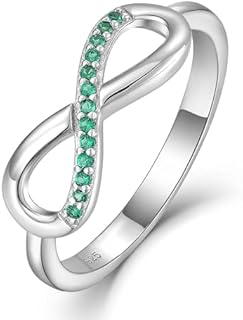 YL Infinity Rings 925 Sterling Silver Engagement Ring Birthstone Anniversary Jewelry for Women