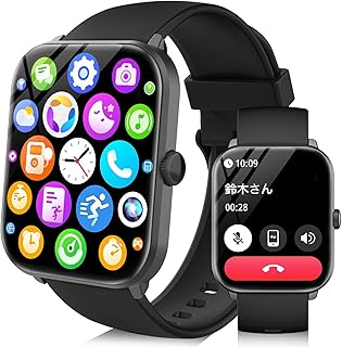 【2025進化モデル】Bluetooth通話機能と音楽再生機能を備えたスマートウォッチ、長方形デザインでメンズとレディースに最適な多機能デバイス