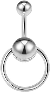 CrazyPiercing Door Knocker Stainless Steel Reverse Bar Belly Button Ring Piercing Navel Ring 14G 1/2"