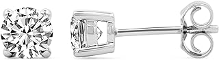 USA-Crafted 0.20-2.00 Cttw Round Cut Lab Grown Diamond Stud Earrings with Push Back Mechanism in Authentic 14K White Gold