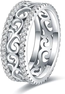 Celtic Clasp Irish Engagement Ring for Women - Sterling Silver Chain with Cubic Zirconia Gem - Eternity Band Design, Size 5-9