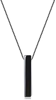 Lobster-Claw Clasp Obsidian Crystal Necklace, Box Chain, Elegant Gift for Men and Women, Simple Bar Design Steel Necklace by COAI