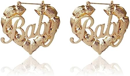 Bamboo Earrings for Women 90s Bamboo Hoop Earrings Gold Bamboo Earrings Heart Hoop Earrings Oversized Hip Hop Earrings Jewelry Gifts for Girls