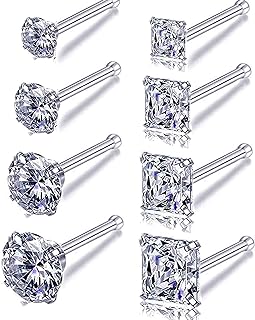 Nose Rings Studs L Nose Studs Screw Nose Rings 18g 20g 22g 14K Gold Bone Nose Studs for Women Titanium Steel