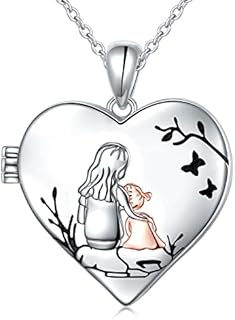 Ladytree Picture Photo Locket Necklace Sterling Silver Love Heart Keepsake Hold Photos Pictures Locket Memory Pendant Necklace Gifts for Women Mother Sisters