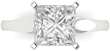 2.5 ct Princess Cut Genuine Clear Simulated Diamond Bridal Anniversary Engagement Promise 18K White Gold Solitaire Ring