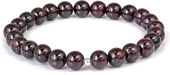8MM Genuine Garnet Bracelet Natural Dark Red Garnet Bead Crystal Stone Fertility Bracelet Love Attraction Abundance Wealth Stretch Bracelet