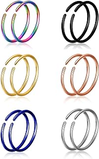 Tornito Multifunctional Stainless Steel Nose Ring Set, Suitable for Single or Multiple Piercings with Trendy Round Hoop Design - Comfortable for Everyday Wear