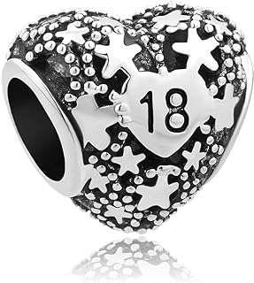 Q&Locket Sweet 16 charms 18th Birthday 21 Years Of Love Charms Heart Beads for Bracelets