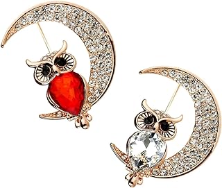 Pin Type Retro Owl Brooch in Durable Alloy, 2pcs Set by LIFKOME for Stylish Women, Vintage Inspired Design with Rhinestone Accents