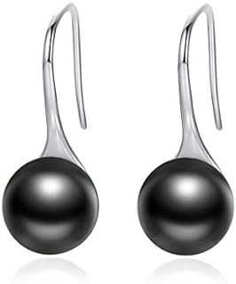 Sterling Silver French Wire Back Black Pearl Drop Earrings by Presentski - Elegant Teardrop Design for Women