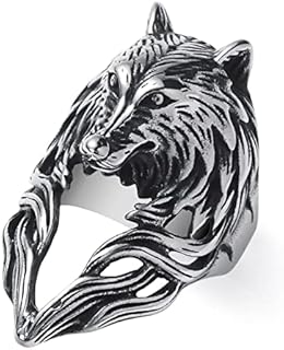 Gothic Crow/Dragon/Eagle/Lion/Snake/Tiger/Wolf Ring Stainless Steel Punk Biker Animal Rings Jewelry for Men Boys Size 7-13