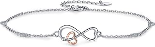 SOLOLIKE Infinity Ankle Bracelets for Women Sterling Silver Love Heart/Rose Flower/Sunflower Anklets -Summer Beach Ankle Chain Jewelry Gifts for Mom Women Wife Girlfriend