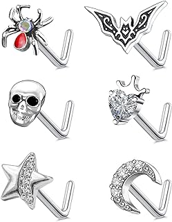 CHARMONLINE Unisex Cubic Zirconia Butterfly Hoop Nose Ring with Stainless Steel L-Shaped Stud