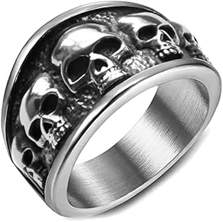 Stainless Steel Cool Skull Rings Gothic Death Skull Skeleton Cocktail Party Biker Statement Retro Vintage Ring