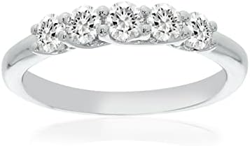 Lab Grown Five Stone Diamond Rings for Women | 10K Solid Yellow and White Gold Certified 1/4-1 CT. TW. Diamond Anniversary Bands and Diamond Wedding Rings for Women