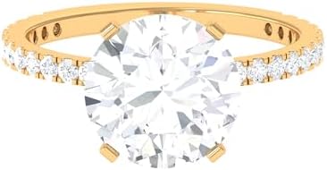 10K White Gold Moissanite Solitaire Engagement Ring for Women, Elegant Peg Head Design