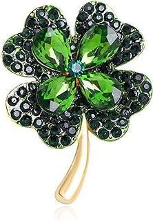Rhinestone Green Shamrock Brooches St Patricks Day Accessories Vintage Irish Enamel Pin Crystal St Patricks Day Pin