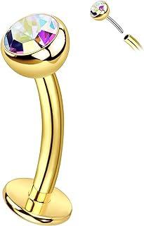 RL ROSARY LAND 14G G23 Titanium Belly Button Rings for Women, Threadless Push In Floating Belly Navel Piercing Jewelry, 10mm Curved Barbell