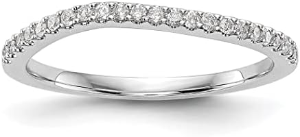 14k White Gold, Lab-Grown White Diamond Engagement Ring for Women, Contoured Design, Size 6