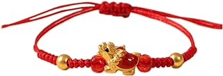 xuzhiyuan 2024 New Year of Dragon Red String Handwoven Braided Rope Corded Adjustable Chinese Zodiac Animal Enameled Dragon Charm Bracelet Lucky Charm Bracelets New Year Jewelry Gifts for Women Men Girls Boys