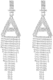 Chic Brass Dangle Initial Earrings with Rhinestone Detailing for Women - Capital Letter Design