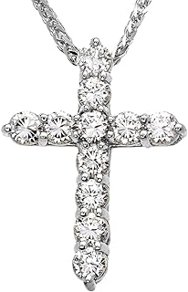 Elegant Box Chain Sterling Silver Cross Pendant Necklace with Spring Ring Clasp and 4 Carat Round Cubic Zirconia - Ideal Gift for Women - Medium Size