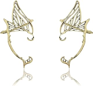 Metal Elf Ear Cuffs Fairy Earrings For Women Girls Blue Gradient Mermaid Earrings Exquisite Fairy Elf Wings Ear Clips Jewelry