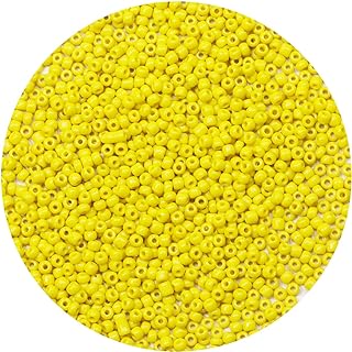 3mm Yellow Seed Bead Necklace by ORNSHIZI in Sparkling Glass for Handmade Jewelry - Round Design