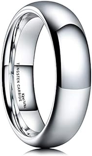 King Will Basic Men's 2mm 4mm 6mm 8mm High Polished Comfort Fit Domed Tungsten Carbide Ring Silver Black Wedding Band
