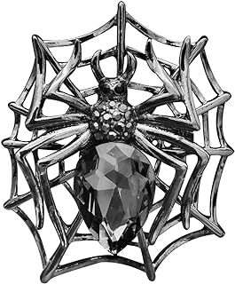 YOQUCOL Black Spider Web Shape Halloween Brooch Pins for Women Girls Cubic Zirconia Crystal Rhinestone Brooch