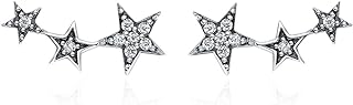 WOSTU Star Climber Stud Earrings Womens 925 Sterling Silver Cuff Earrings Hypoallergenic Wrap Pin Earrings…