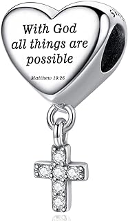 Faith-Inspired Pandora Charm Bracelet with Cross and Heart Charms, Christian Bible Verse Design - Religious Jewelry Gifts for Women