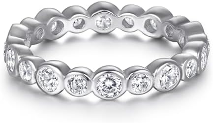 White Gold Plated Wedding Rings for Women, 925 Sterling Silver Engagement Promise Eternity Ring CZ Jewelry Christmas Gift for Women Wife