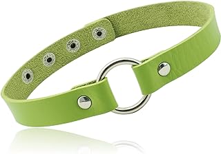 Adjustable Leather Choker Collar Soft PU Circle Punk Choker Necklace for Women Girls
