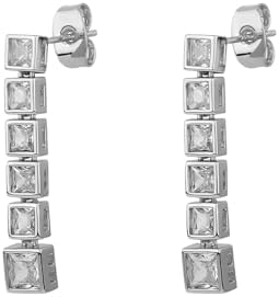 Dangle Drop Earrings 14K Gold 5A+ Cubic Zirconia Silver Formal Wedding Prom Trendy Long Diamond Dangling Earrings For Women Men