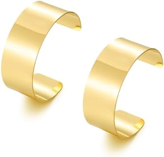 BOMAIL 2PCS Gold Cuff Bracelets for Women-14k Gold Plated Adjustable Open Statement Wide Bangles Irregular Cuff Bangle Bracelet Jewelry Gift