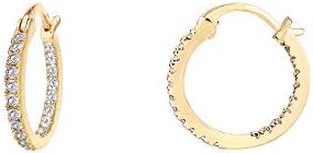 PAVOI 14K Gold Plated 925 Sterling Silver Post Cubic Zirconia Hoop Earrings 30/15mm