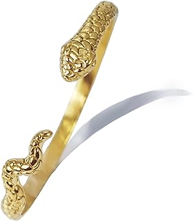 Stainless Steel Buckle Clasp 14K Gold Bangle Bracelet with Snake Chain Design | Elegant Cuff Bracelet Gift for Women and Girls
