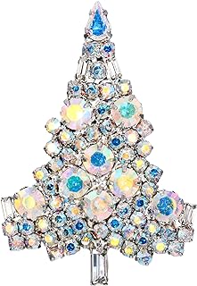 EVER FAITH Women's Austrian Crystal Art Deco Daily Christmas Tree Brooch