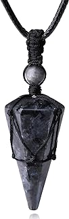 XIANNVXI Healing Crystal Stone Pointed Necklace Adjustable Black Rope Natural Gemstone Pendant Necklaces Jewelry for Men Women