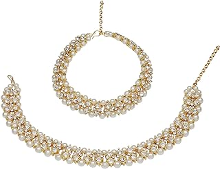 Efulgenz Indian Bollywood Faux Kundan Pearl Wedding Bridal Anklet Pair Bells Bracelet Payal Foot Jewelry